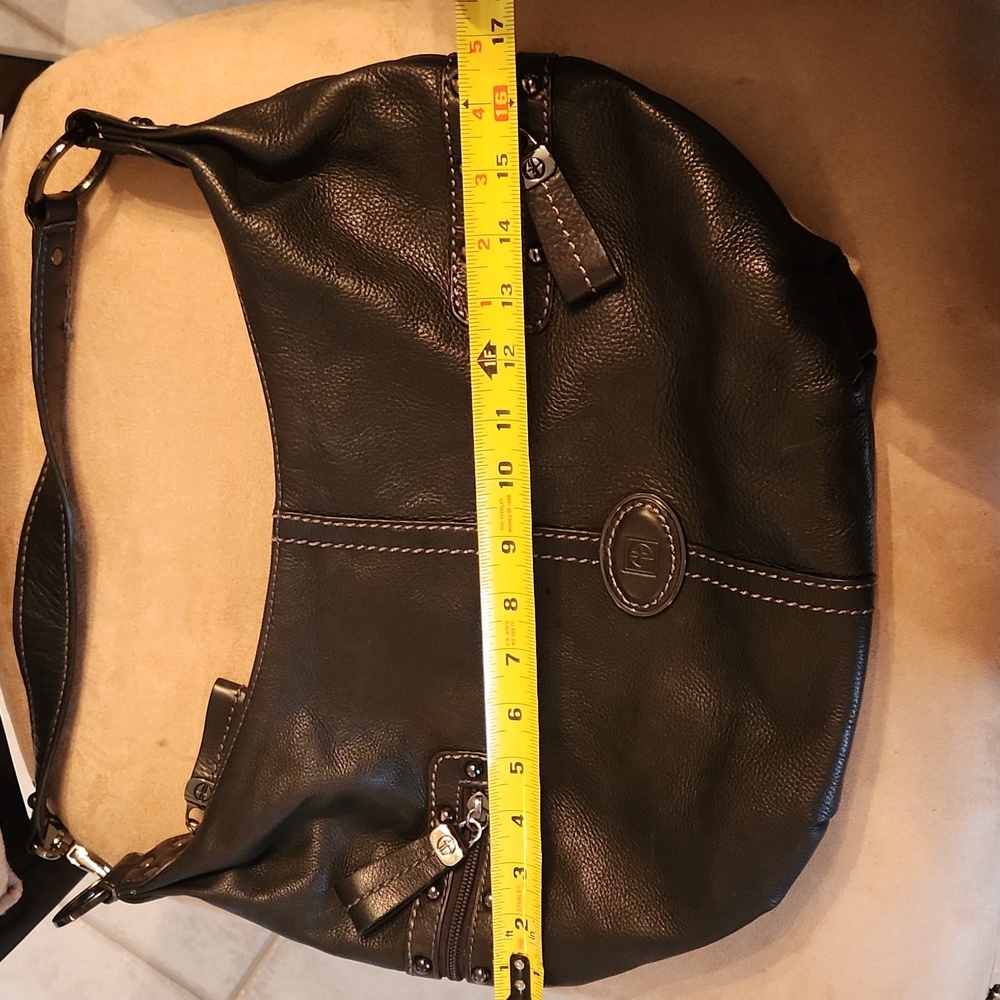 Giani Bernini black genuine Pebble leather with 2 side pockets shoulder bag - Picture 17 of 17